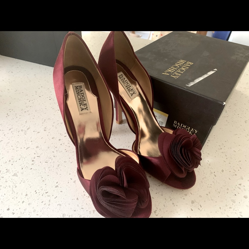 Badgley Mischka Randall Borsat Burgundy Heels